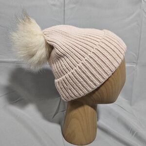 Anthropologie Pick-A-Pom Fluffy Topper One Size Blush Pink Knit Winter Hat